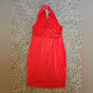 Women's Medium Guess Brittnee halter bodycon surplice Slinky‎ cocktail dress NEW